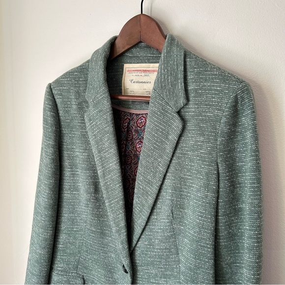 Anthropologie Cartonnier Sky Dashes Knit Blazer Jacket Tweed Look Lined - Large - Picture 9 of 10